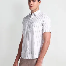 arrow sport Arrow Sports White Cotton Regular Fit Striped Shirt image 3