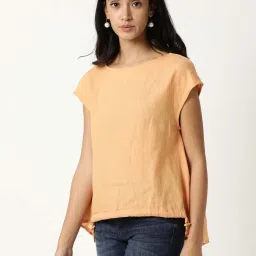 RAREISM Orange Linen Solid Top image 3