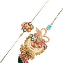 Aapno Rajasthan Multicolored Florals Bhaiya Bhabhi Rakhi image 3