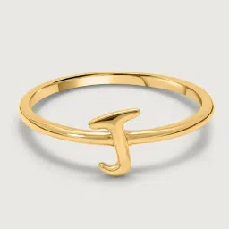 Mia by Tanishq Letter J 14k Yellow Gold Initial Ring image 3