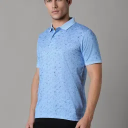 Louis Philippe Blue Cotton Regular Fit Printed Polo T-Shirt image 3