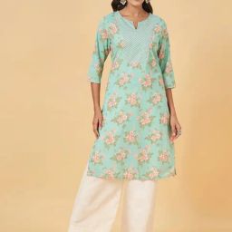 Rangmanch by Pantaloons Green Printed Straight Kurta-picture-22