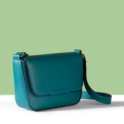 Accessorize London Teal Solid Sling Handbag image 3