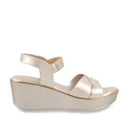 Mochi Women's Gold Ankle Strap Wedges image 3