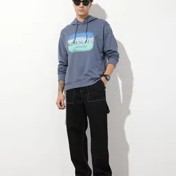 The Roadster Life Co. Relaxed Fit Typography Printed Hooded Sweatshirt image 2