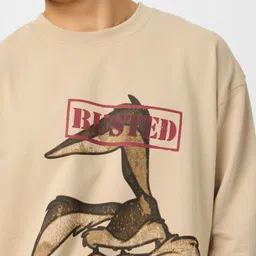 The Souled Store Men Graphic Printed Round Neck Cotton Oversized T-shirt image 5