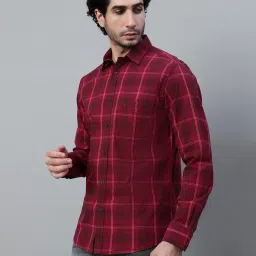 Cantabil Maroon Cotton Regular fit Checks Shirts image 3