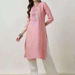 Soch Pink Embellished Straight Kurta image 3