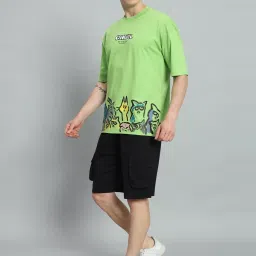 Griffel Green Cotton Loose Fit Printed Co-Ord Set image 3