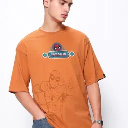 Bewakoof Official Marvel Merchandise Orange Oversized Graphic T-Shirt-image-78