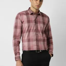 Van Heusen Pink Slim Fit Checks Formal Shirt-picture-35