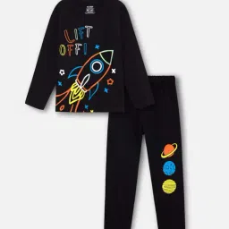 Nap Chief Kids Black Cotton Avengers T-Shirt with Pyjama-image-44