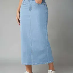 Dolce Crudo Blue Straight Fit Skirt-picture-39