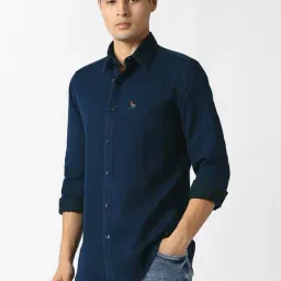 Van Heusen Navy Cotton Slim Fit Shirt image 3