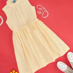 YU by Pantaloons Kids Yellow Cotton Chequered Dress-image-62