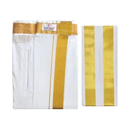 TUNI MANI Cotton Velcro Dhoti With Veshi image 2