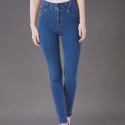 Miss Chase Blue Skinny Fit High Rise Stretchable Jeans-image-44