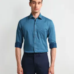 Arrow Blue Cotton Regular Fit Printed Shirt-image-47