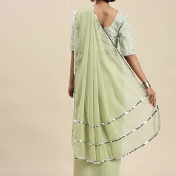 Mitera Green Sequinned Border Saree image 2