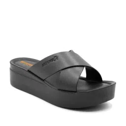 Aerowalk Women's Black Cross Strap Sandals image 2