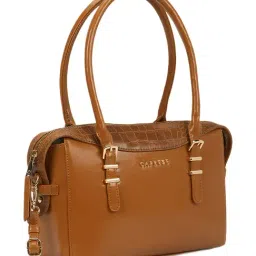 Caprese Tan Macie Animal Effect Small Leather Satchel image 4