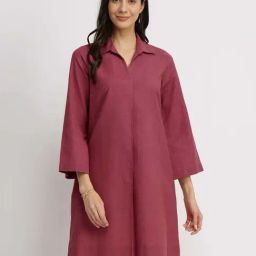 Fablestreet Red Cotton Regular Fit Dress-picture-3