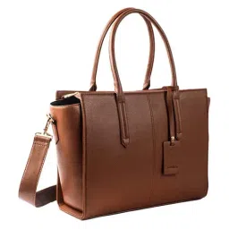 Strokes by Namrata Mehta Mocha Elegance Textured Medium Leather Tote image 3