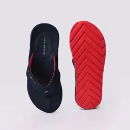 TOMMY HILFIGER Men PU Navy Blue Solid Flip Flops image 2