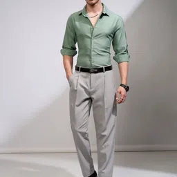 HIGHLANDER Men Spread Collar Solid Cotton Formal Shirt image 4