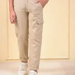 Crimsoune Club Boys Beige Cotton Slim Fit Trousers-picture-35