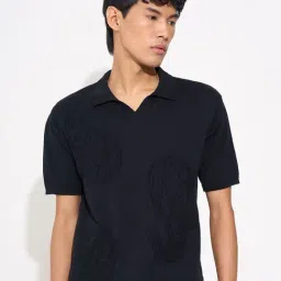 People By Pantaloons Black Slim Fit Printed Polo T-Shirt-image-20