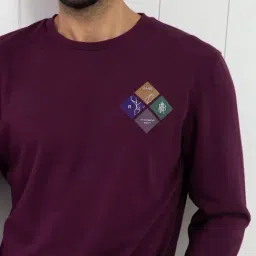 Rare Rabbit Maroon Relaxed Fit Graphic Sweatshirt image 5