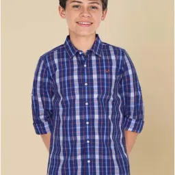 Allen Solly Boys Blue Cotton Checks Full Sleeves Shirt-picture-37