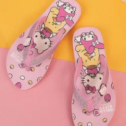 Kidsville Kids Hello Kitty Printed Pink Flip-Flops-picture-34