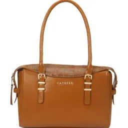 Caprese Tan Macie Animal Effect Small Leather Satchel image 2