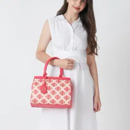 Caprese Pink Shibori Printed Medium Leather Satchel-picture-16