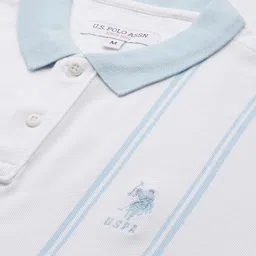 U.S. Polo Assn. Striped Polo Collar Pure Cotton Slim Fit T-shirt image 3