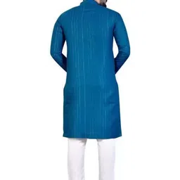 shreeram Universazone Men Solid Straight Kurta (Blue) image 3