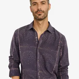 RARE RABBIT Men Comfort Spread Collar Abstract Printed Casual Shirt-picture-32