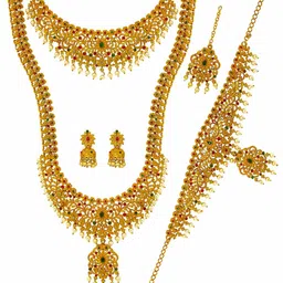 NAGNESHI ART Gold-Plated Stone Studded & Beaded Jewellery Set image 4