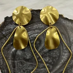 BDIVA Gold-Plated Contemporary Drop Earrings-image-0