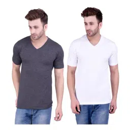 Weardo White & Dark Grey Cotton T-Shirt-image-14