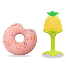 Chinmay Kids Silicone Baby Donut and Stand Teether Shape Baby Teething Toy Cartoon BPA Free Teether Pink & Yellow-picture-40