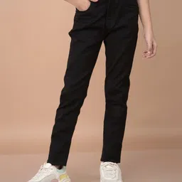 CRIMSOUNE CLUB Cotton Solid Jeans - Black-picture-37