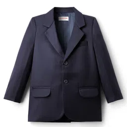 kookie kids india Kookie Kids Woven Full Sleeves Solid Blazer With Front Flap Pockets - Navy Blue-picture-21