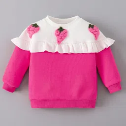 Mark & Mia Full Sleeves Winter T-Shirt with Frill Detailing & Strawberry Applique - Fuchsia-picture-16