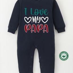 BLUSHES 100% Cotton Fathers Day Theme Half Sleeves I Love My Papa Text Printed Romper - Navy Blue-picture-27