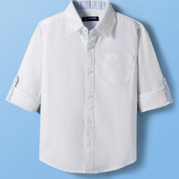 Pine Kids Cotton Woven Full Sleeves Solid Shirt - White-picture-37