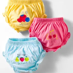 BUMZEE Cotton Bloomers with Fruits Print Pack of 3 - Light Blue Yellow & Pink-picture-19