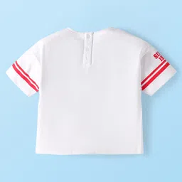 Babyhug Disney Single Jersey Half Drop Shoulder Sleeves T-Shirt with Minnie Mouse Print - White image 2